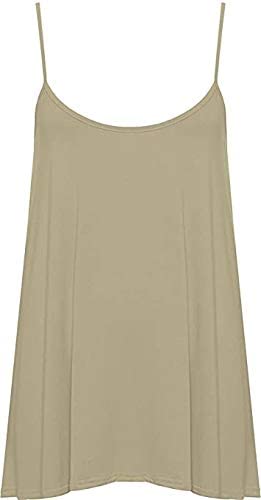 Plus Size Womens Plain Strappy Sleeveless Ladies Swing Cami Vest Top