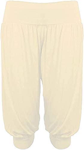 Womens Plus Size Cropped Harem Trousers Ladies 3/4 Plain Baggy Pants Sizes