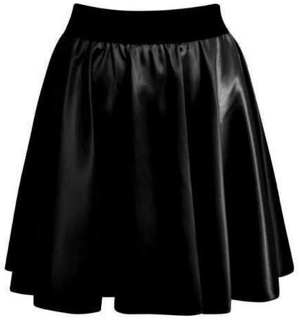 Womens PU High  Black Waist Skater Skirt - Office/Casual/Party/Club Wear