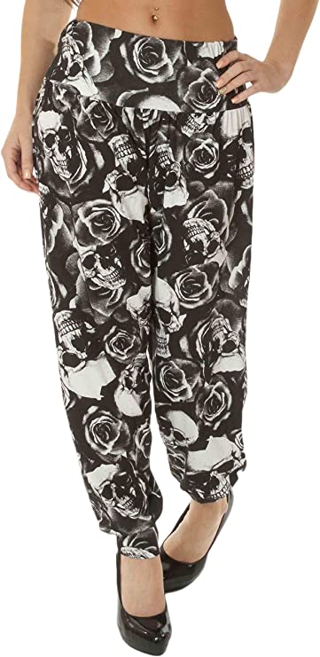 Womens Plus Size Floral Printed Pattern Ladies Long Harem Pants Trousers